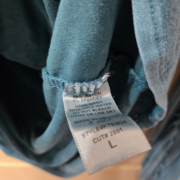 Flirty Fringe One Shoulder Fringe Long Sleeve Teal Top NWT - Picture 2 of 8